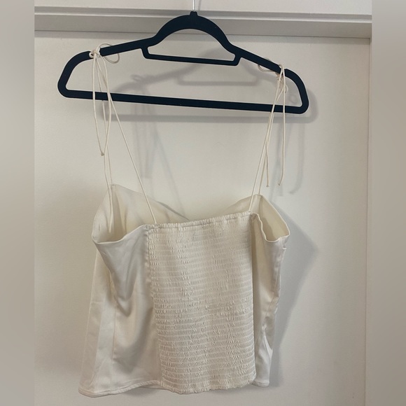 Abercrombie & Fitch - Tie Strap Satin Tank in White Size Large - Picture 3 of 4